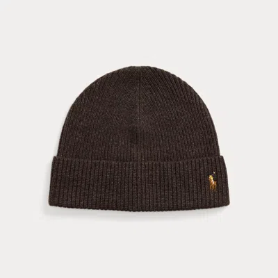 Polo Ralph Lauren Signature Pony Wool-blend Beanie In Dark Brown