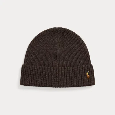 Polo Ralph Lauren Signature Pony Wool-blend Beanie In Dark Brown Heather