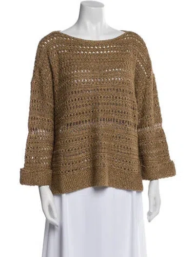 Pre-owned Polo Ralph Lauren Silk Bateau Neckline Sweater W/ Tags In Brown