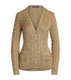 Polo Ralph Lauren Silk High Shine Cable-knit Cardigan In Beige
