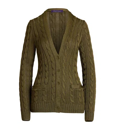 Polo Ralph Lauren Silk Cable-knit Cardigan In Green