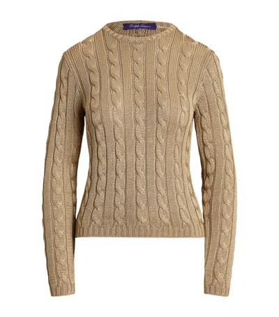 Polo Ralph Lauren Silk Cable-knit Sweater In Beige