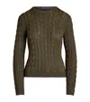 Polo Ralph Lauren Cable-knit Silk Crewneck Sweater In Brown