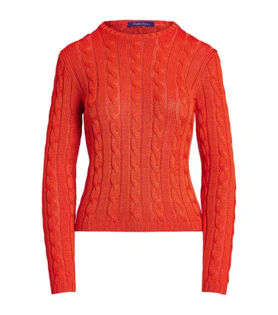 Polo Ralph Lauren Silk Cable-knit Sweater In Orange