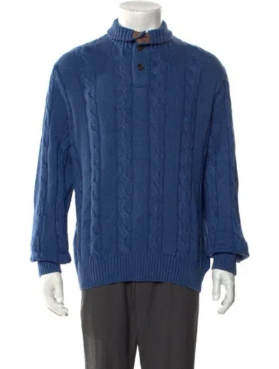 Pre-owned Polo Ralph Lauren Silk Collar Pullover In Blue
