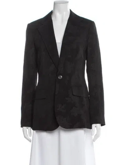 Pre-owned Polo Ralph Lauren Silk Floral Print Blazer In Gray