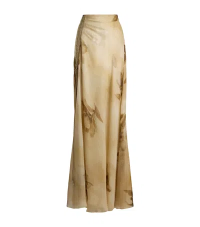 POLO RALPH LAUREN SILK FLORAL PRINT ODERA MAXI SKIRT