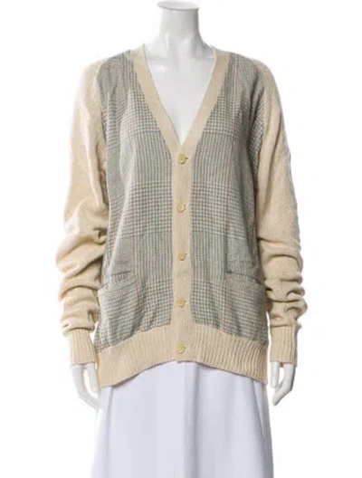 Pre-owned Polo Ralph Lauren Silk Houndstooth Print Sweater In Neutral