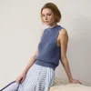 Polo Ralph Lauren Silk Jersey Sleeveless Rollneck Sweater In Cornflower