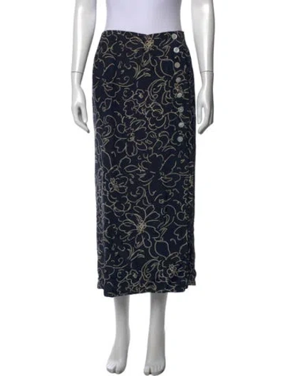 Pre-owned Polo Ralph Lauren Silk Long Skirt In Blue