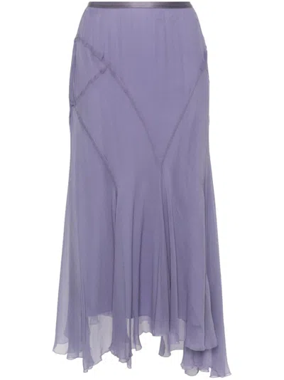 Polo Ralph Lauren Silk Maxi Skirt In Purple