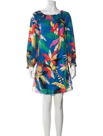 Pre-owned Polo Ralph Lauren Silk Mini Dress In Blue