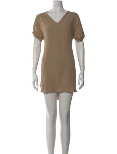 Pre-owned Polo Ralph Lauren Silk Mini Dress In Brown