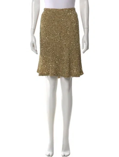 Pre-owned Polo Ralph Lauren Silk Mini Skirt In Gold