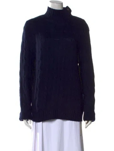 Pre-owned Polo Ralph Lauren Silk Mock Neck Sweater In Black