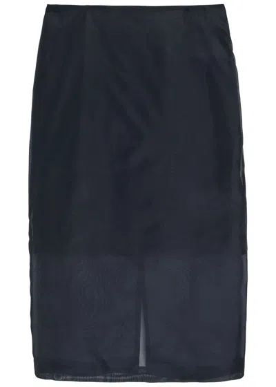 Polo Ralph Lauren Silk-organza Midi Skirt In Blue