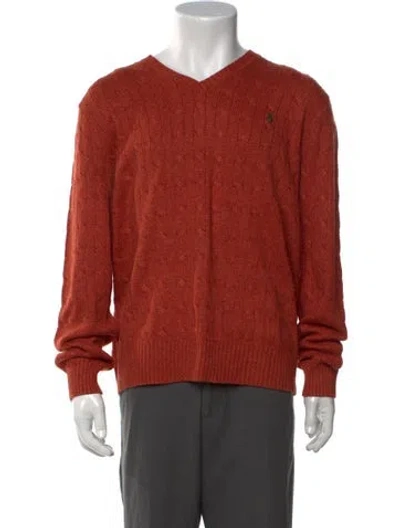 Pre-owned Polo Ralph Lauren Silk Patterned Pullover In Orange
