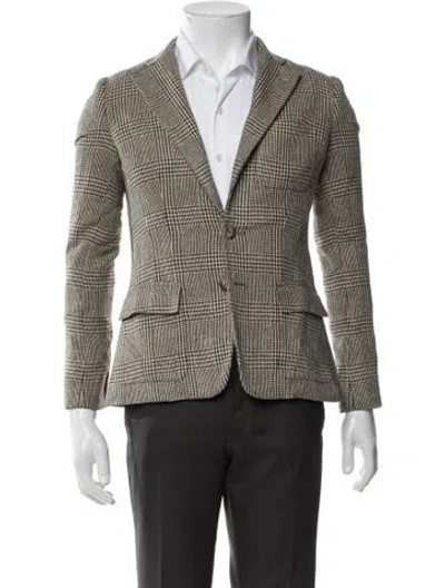 Pre-owned Polo Ralph Lauren Silk Plaid Print Blazer In Black/neutrals