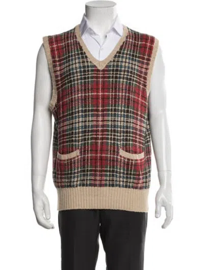 Pre-owned Polo Ralph Lauren Silk Plaid Print Vest In Multicolor