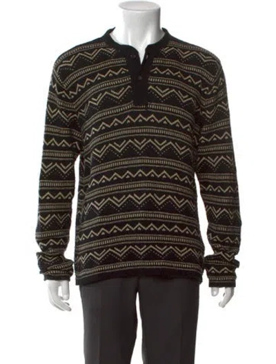 Pre-owned Polo Ralph Lauren Silk Printed Polo Sweater In Black