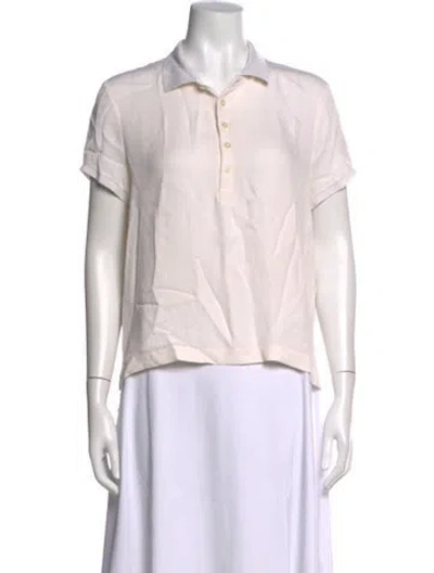 Pre-owned Polo Ralph Lauren Silk Short Sleeve Polo In White