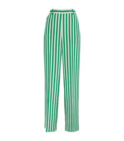 Polo Ralph Lauren Silk Stripe Trousers In Green