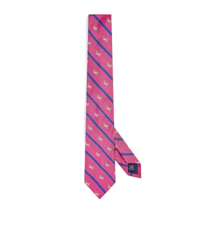 Polo Ralph Lauren Silk Striped Crab Tie In Pink