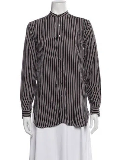 Pre-owned Polo Ralph Lauren Silk Striped Polo In Black