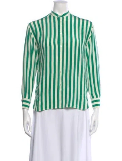 Pre-owned Polo Ralph Lauren Silk Striped Polo In Green