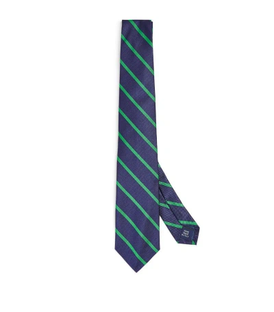 Polo Ralph Lauren Silk Striped Tie In Navy