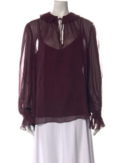 Pre-owned Polo Ralph Lauren Silk Tie Neck Blouse In Purple