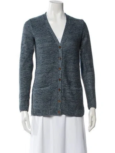 Pre-owned Polo Ralph Lauren Silk V-neck Sweater In Blue