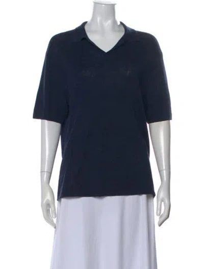Pre-owned Polo Ralph Lauren Silk V-neck Sweater In Blue
