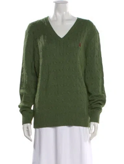 Pre-owned Polo Ralph Lauren Silk V-neck Sweater In Green
