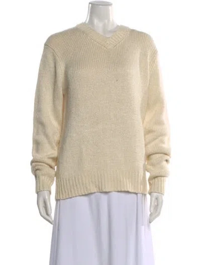 Pre-owned Polo Ralph Lauren Silk V-neck Sweater In Neutral