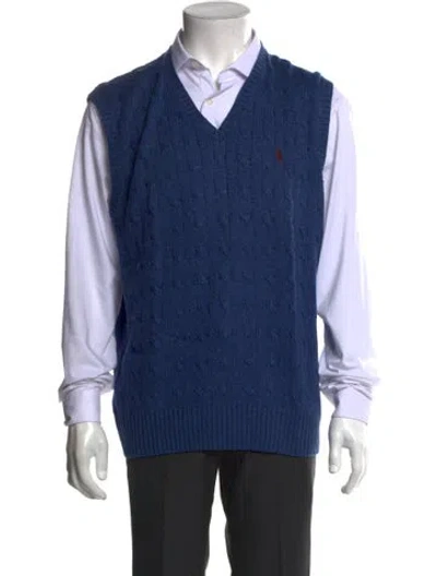 Pre-owned Polo Ralph Lauren Silk V-neck Sweater Vest In Blue