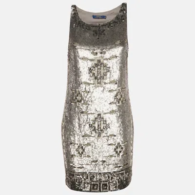 Pre-owned Polo Ralph Lauren Silver Sequin Mini Dress M