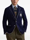Polo Ralph Lauren Navy Blazer With Intricate Embroidery In Blue