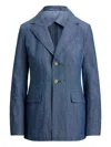Polo Ralph Lauren Single-breasted Chambray Blazer In Blue
