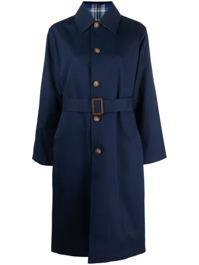 Polo Ralph Lauren Single-breasted Cotton Midi Coat In Blau