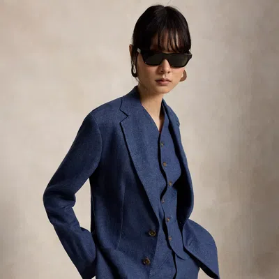 Polo Ralph Lauren Single-breasted Linen-cotton Blazer In Blue Melange