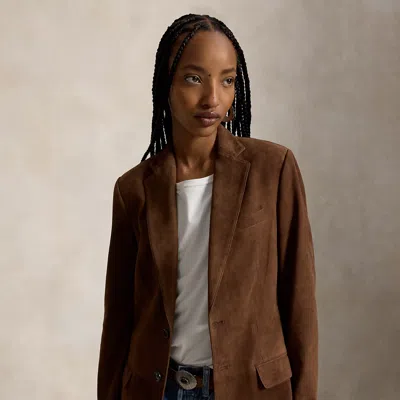 Polo Ralph Lauren Single-breasted Suede Blazer In Umber