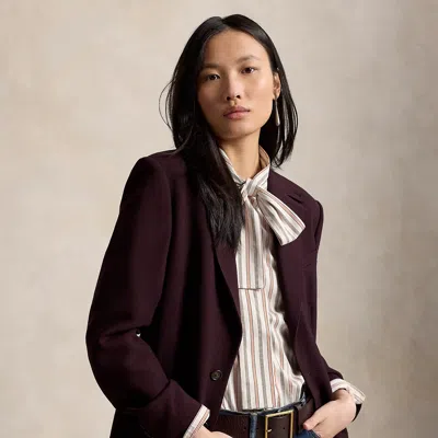 Polo Ralph Lauren Single-breasted Wool Crepe Blazer In Midnight Merlot