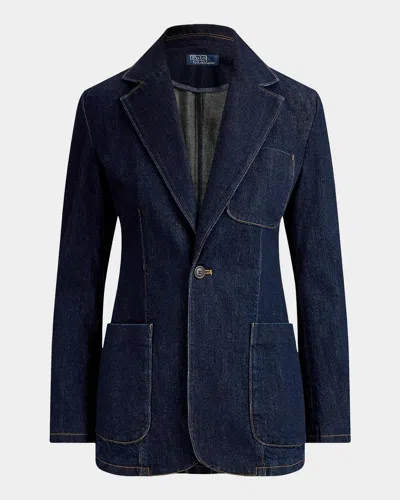 Polo Ralph Lauren Single-button Denim Blazer In Cassis Was