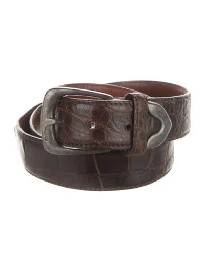 Pre-owned Polo Ralph Lauren Skinny Alligator Belt In Brown