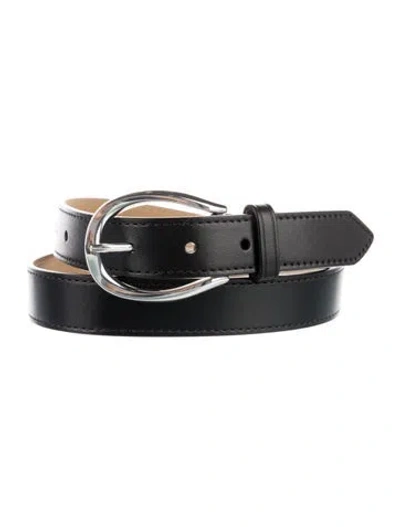 Pre-owned Polo Ralph Lauren Skinny Leather Belt In Black