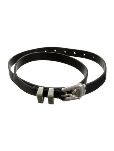 Pre-owned Polo Ralph Lauren Skinny Leather Belt In Black