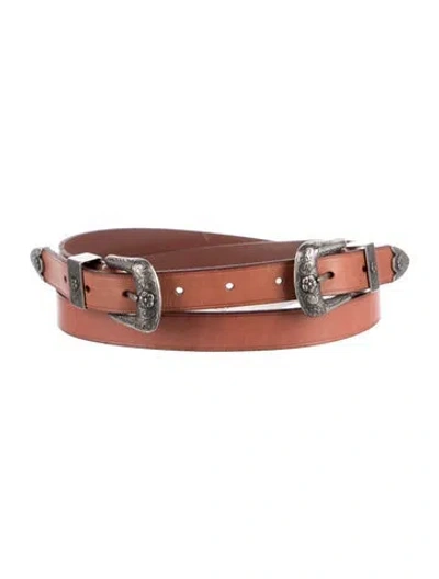Pre-owned Polo Ralph Lauren Skinny Leather Belt In Brown