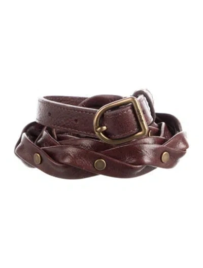 Pre-owned Polo Ralph Lauren Skinny Leather Belt In Brown