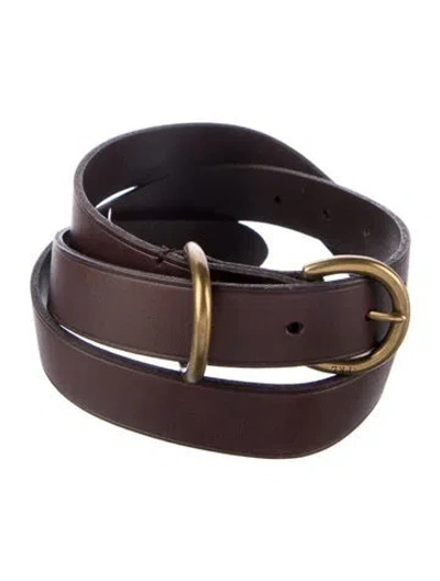 Pre-owned Polo Ralph Lauren Skinny Leather Belt In Brown